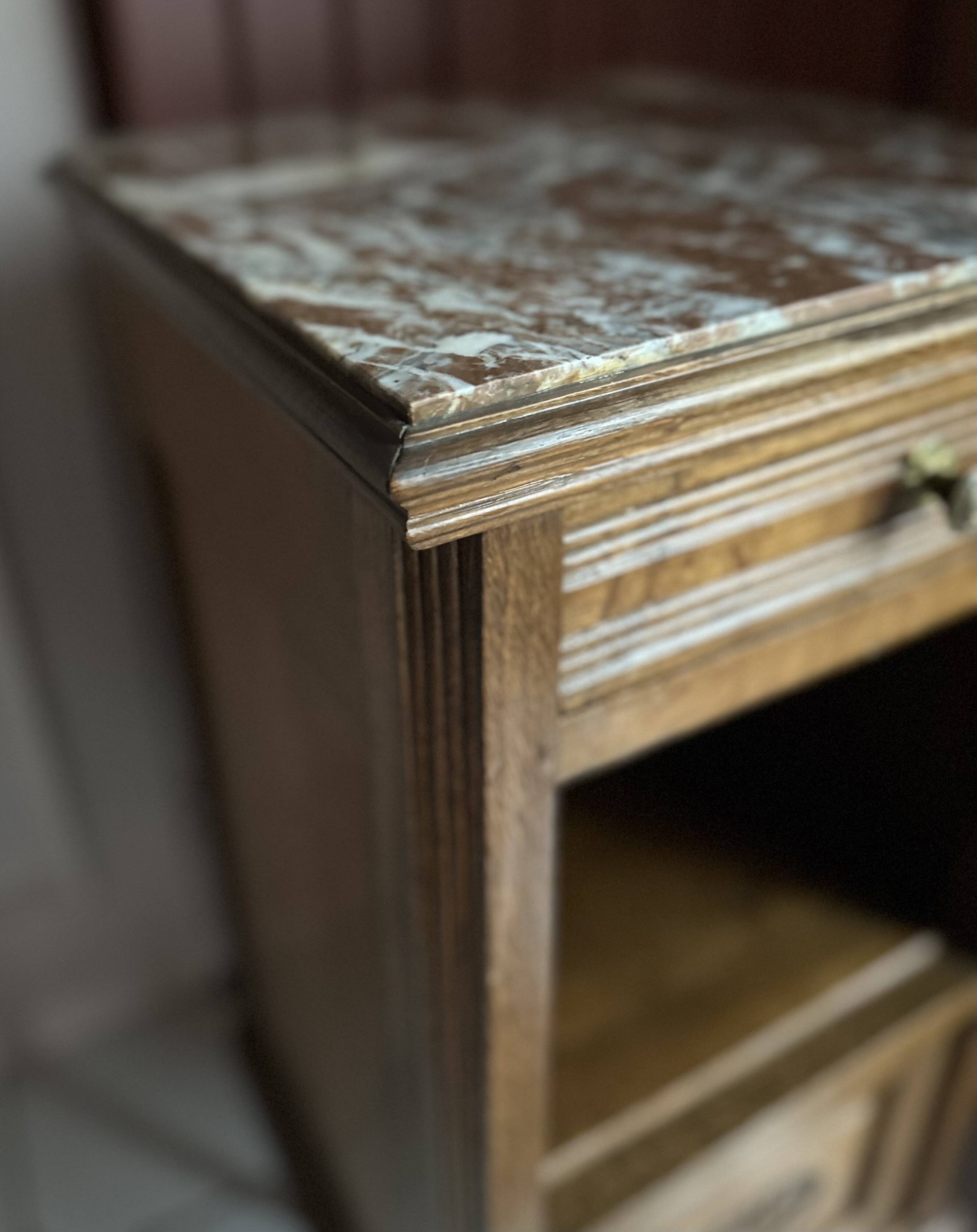 Small Art Deco bedside table with marble top