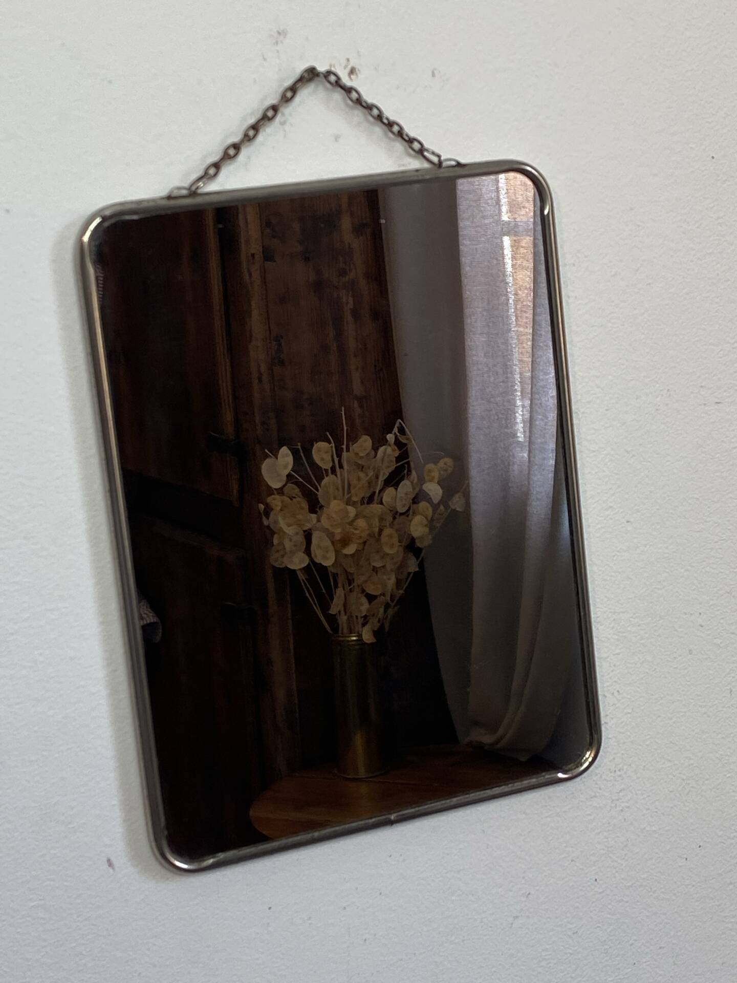Metal hanging barber mirror