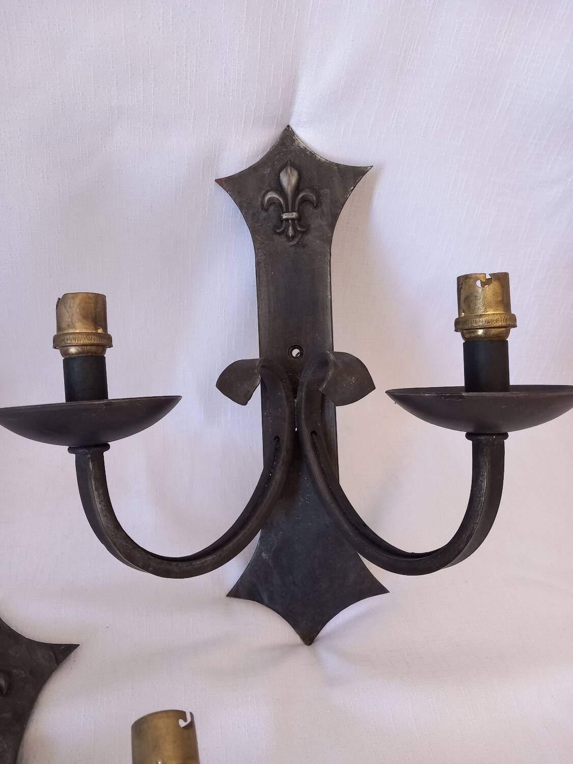 3 vintage iron wall lights/ Medieval/ Castle