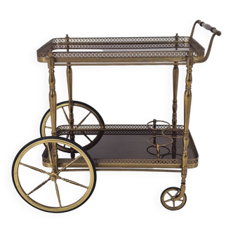 Tea or Bar Card or Trolley with Wood and Brass, France 1950's