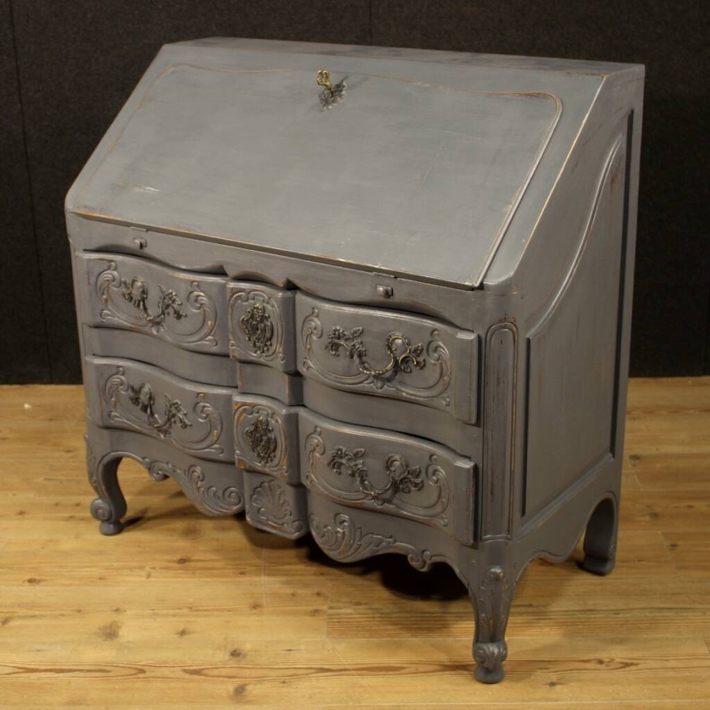 Shabby chic style lacquered wood sloping desk or chest of drawers, circa 1920-1930