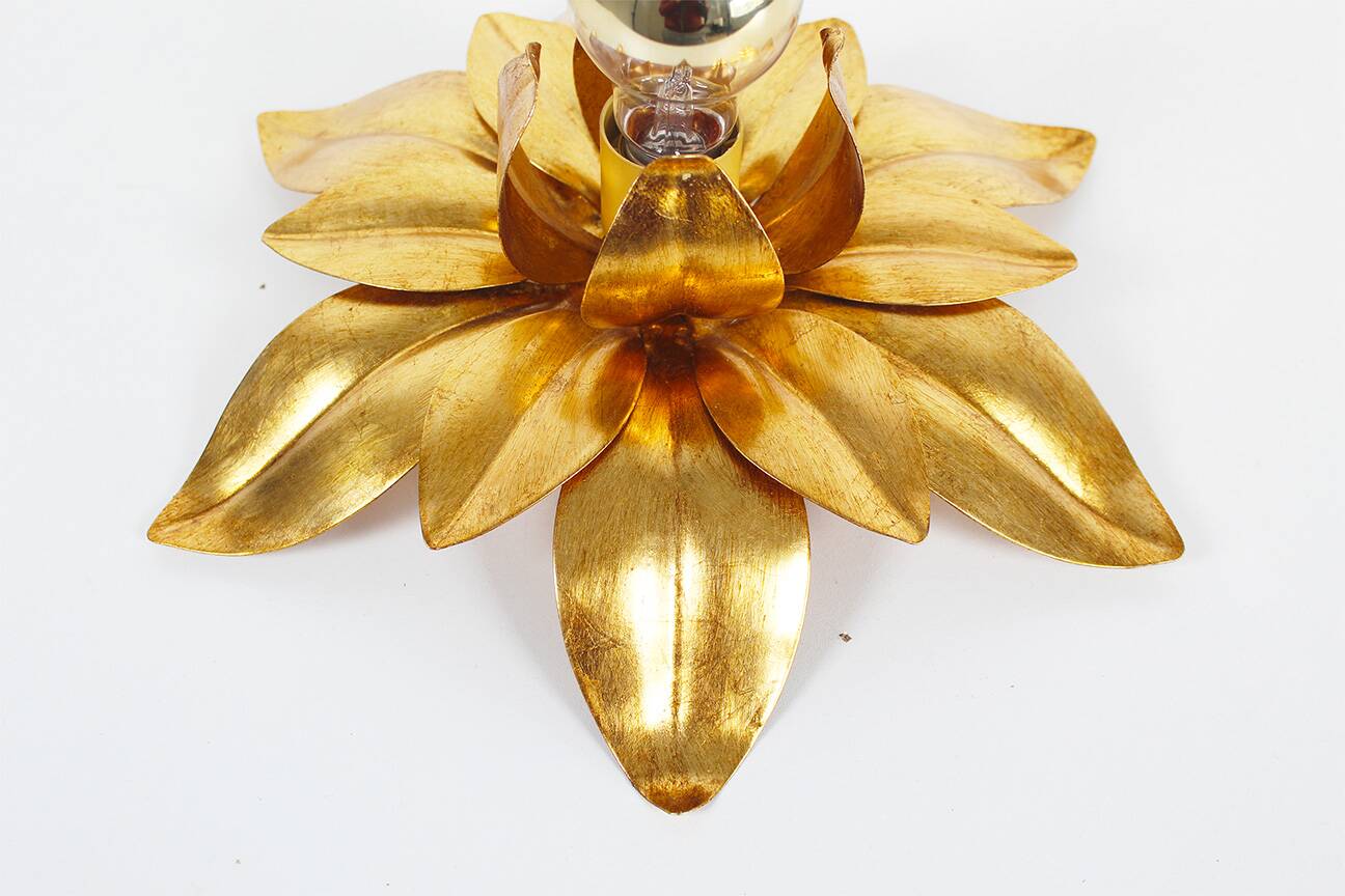 Medium sized gilded vintage florentine flush mount light