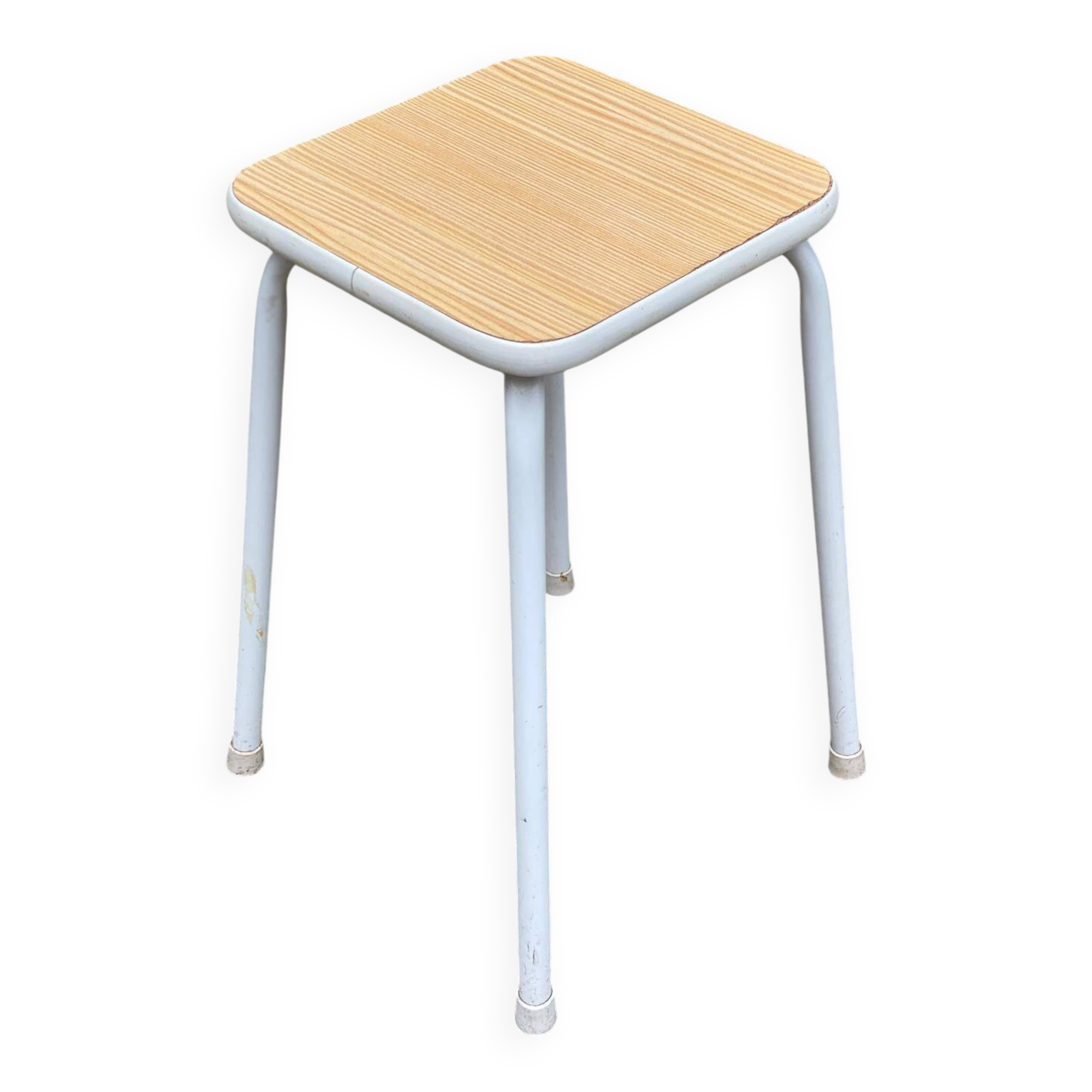 White wood and steel stool