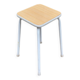 Tabouret bois et acier blanc