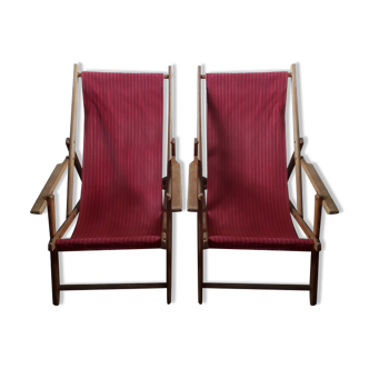 Pair of vintage sun loungers