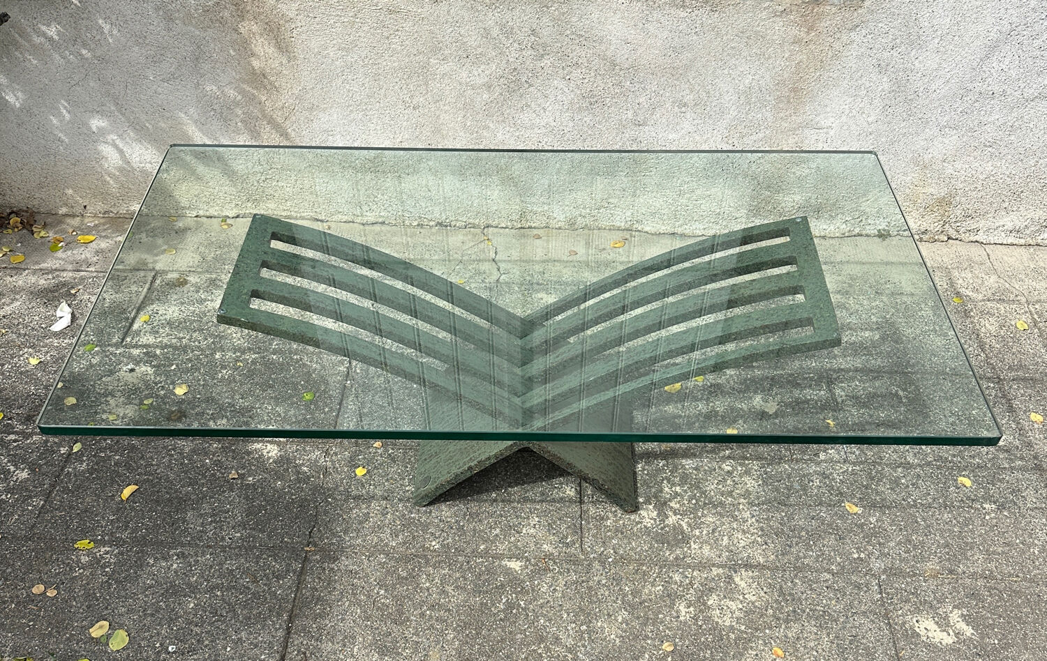 Vintage design coffee table in glass and bronze Vvv Valenti