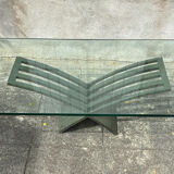Vintage design coffee table in glass and bronze Vvv Valenti
