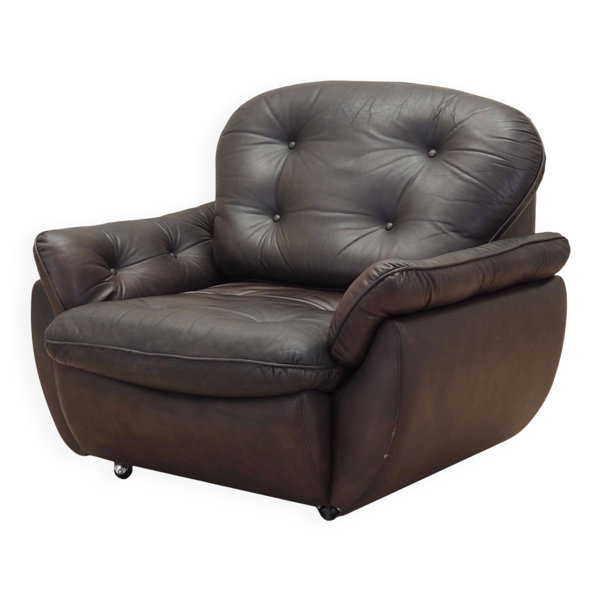 Armchair with castors, Italian design, 1970s, production: Italy