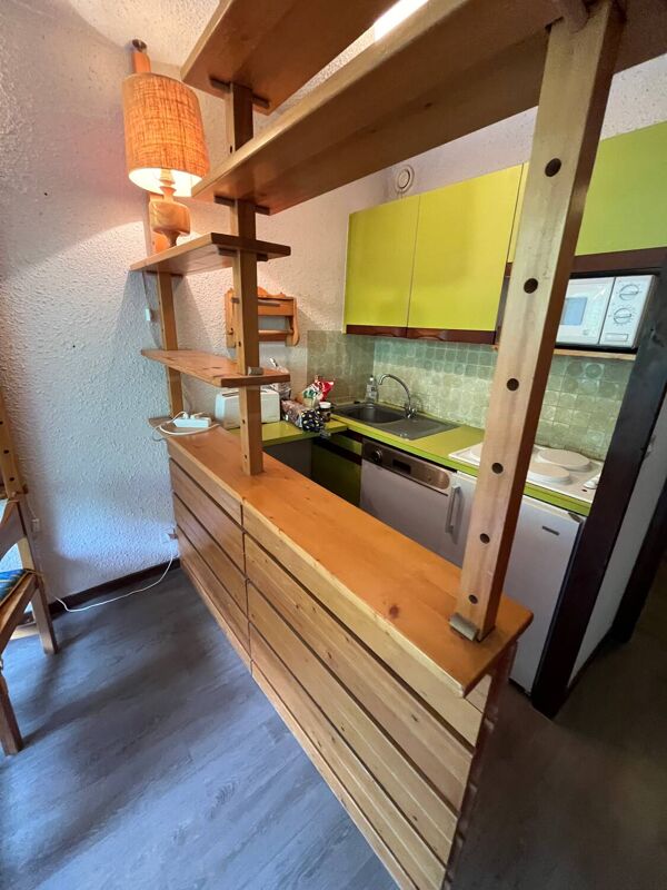 Bar de cuisine vintage en bois massif