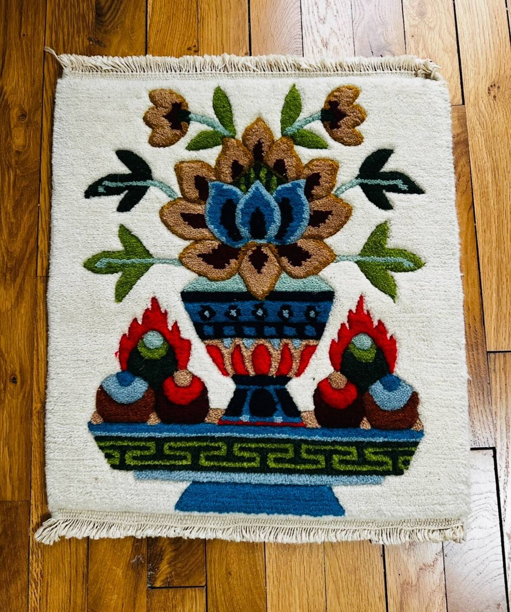 Ancient Tibetan wool rug