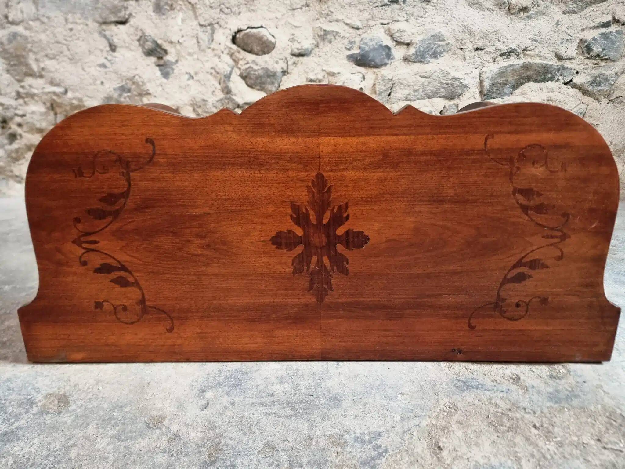 Antique French Napoleon III mahogany console table, wall table with marquetry, 19th century