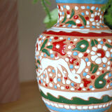 Handcrafted vase signed colorful patterned