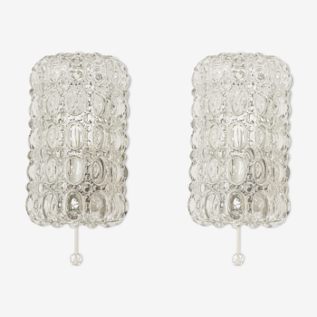 Set of 2 mid century modern bubble glass wall sconces by Glashütte Limburg