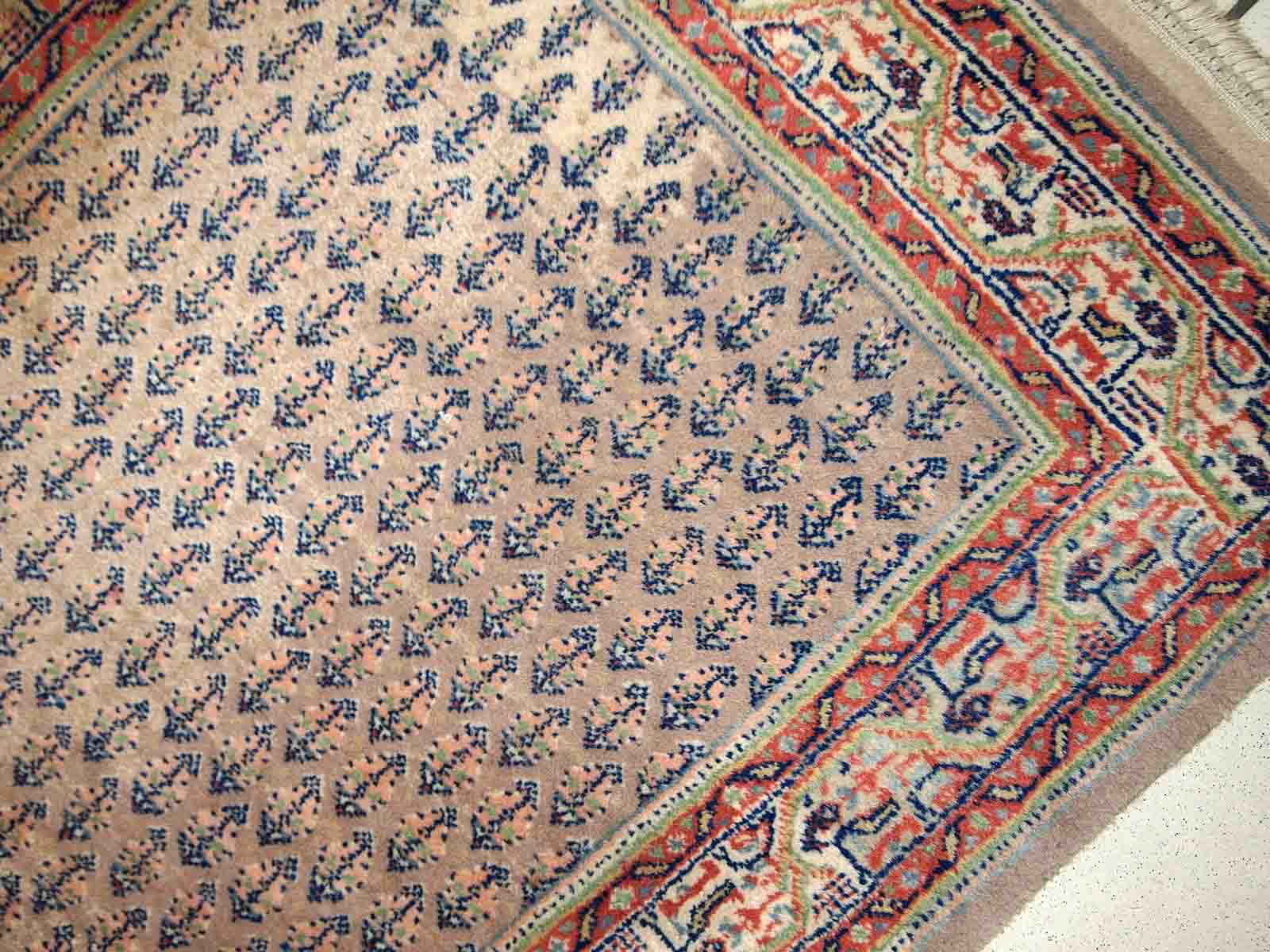 Vintage Indian Carpet Seraband handmade 74cm x 301cm 1970s, 1C813