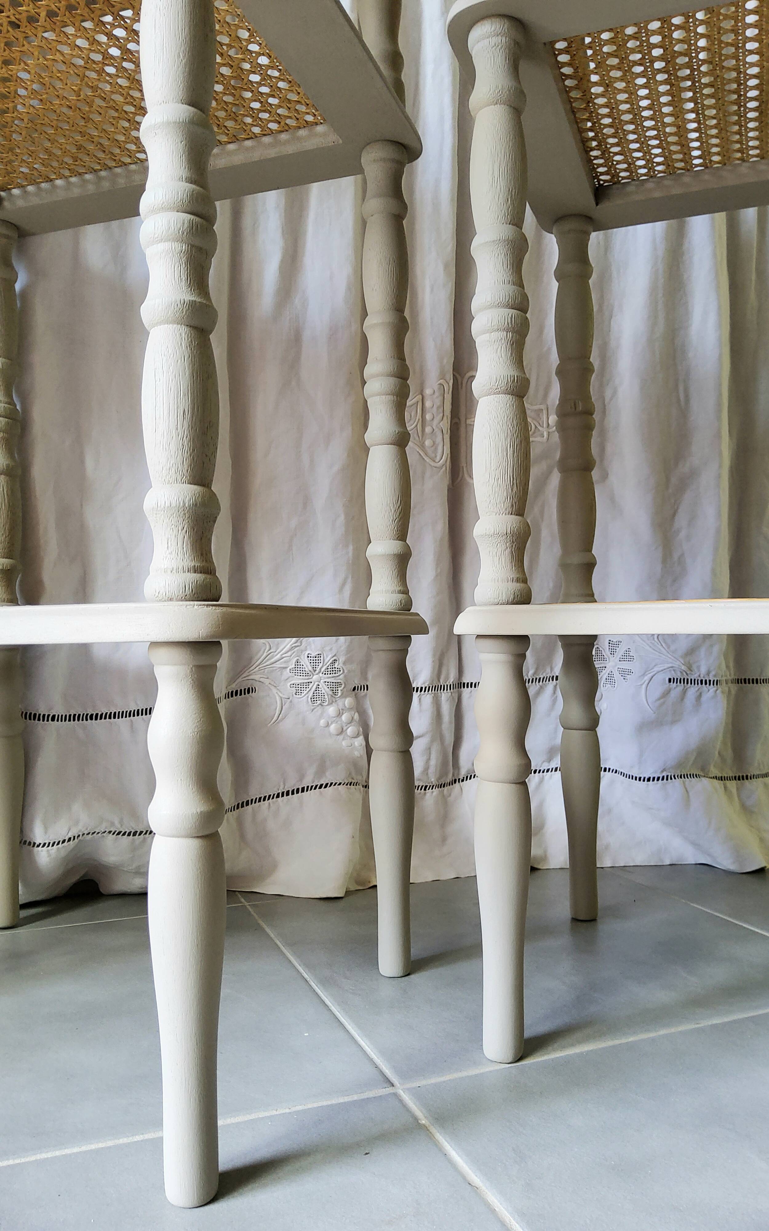 Pair of caned dessert tables