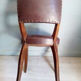 Lot of leather and vintage wood chairs