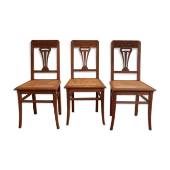 3 chairs canned Art Deco style