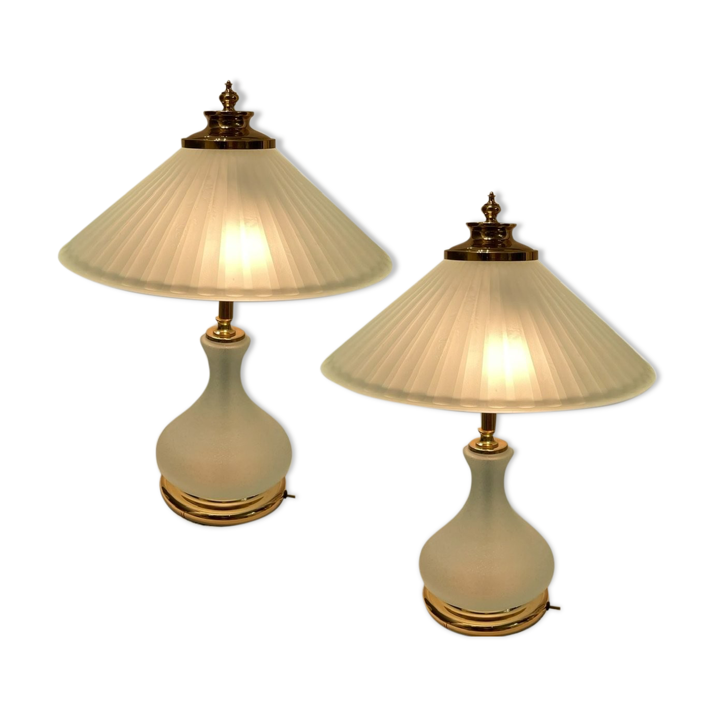 Table lamps in satinated glass, 1980