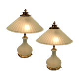 Lampes de table en verre satiné, années 1980