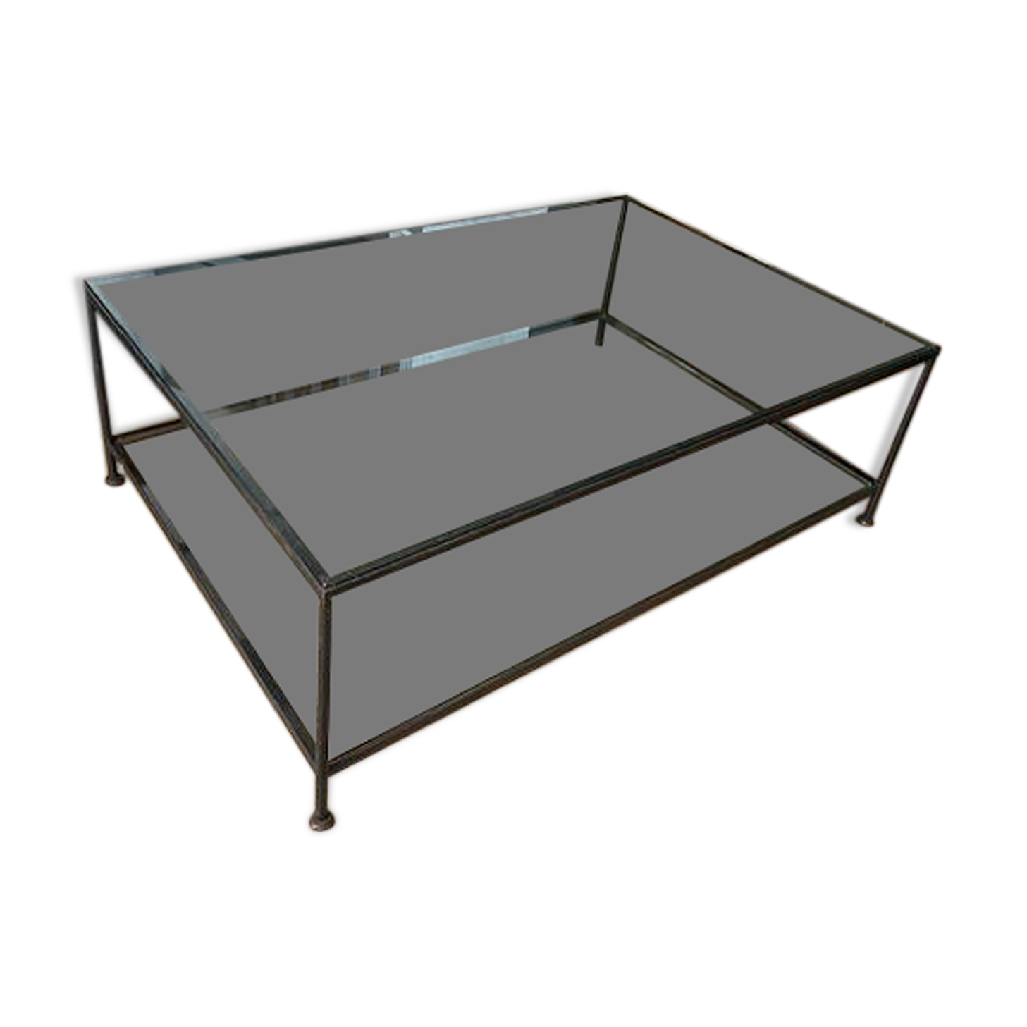 Table basse en verre et métal