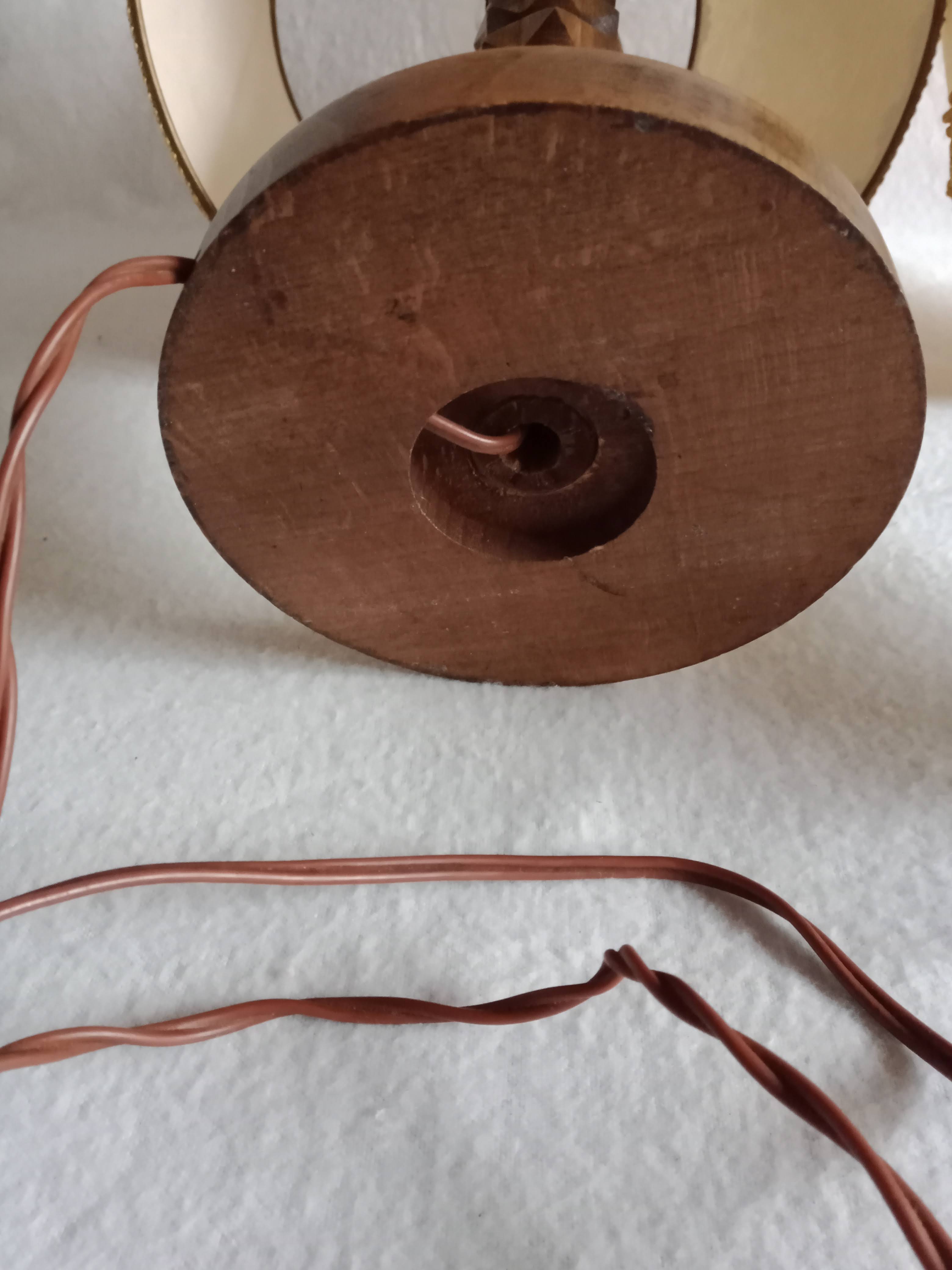 Vintage turned wooden bedside lamps