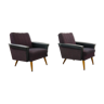 Pair of purple-black vintage armchairs from the 50s/60s
