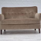 1970s, Danish 2 seater sofa, original condition, green furniture velour.