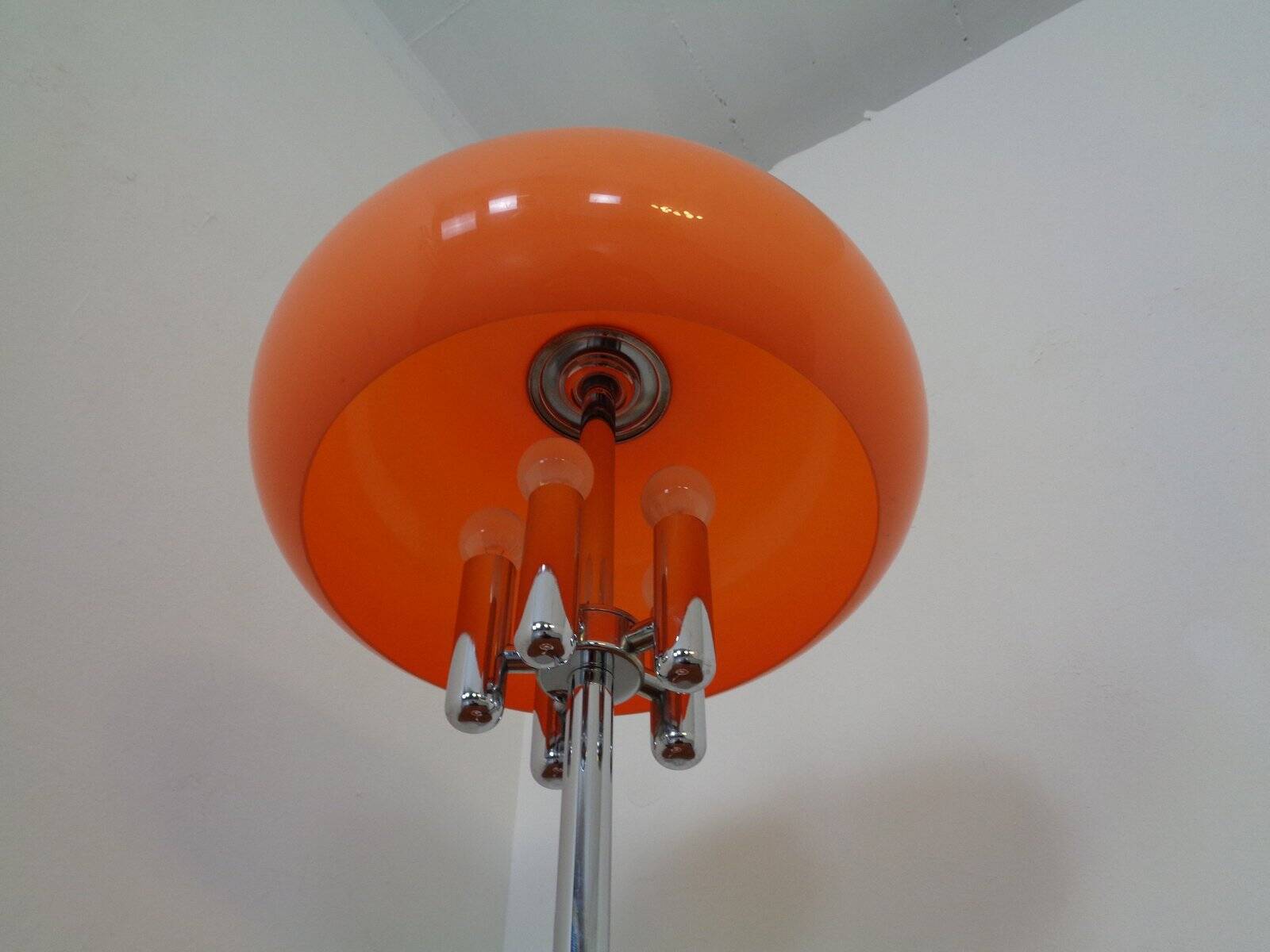 Italian orange plastic and chrome table lamp, 1960s