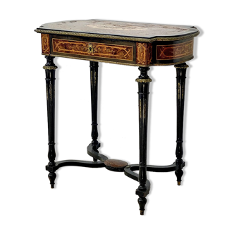 Blackened wooden dressing table and Napoleon III marquetry