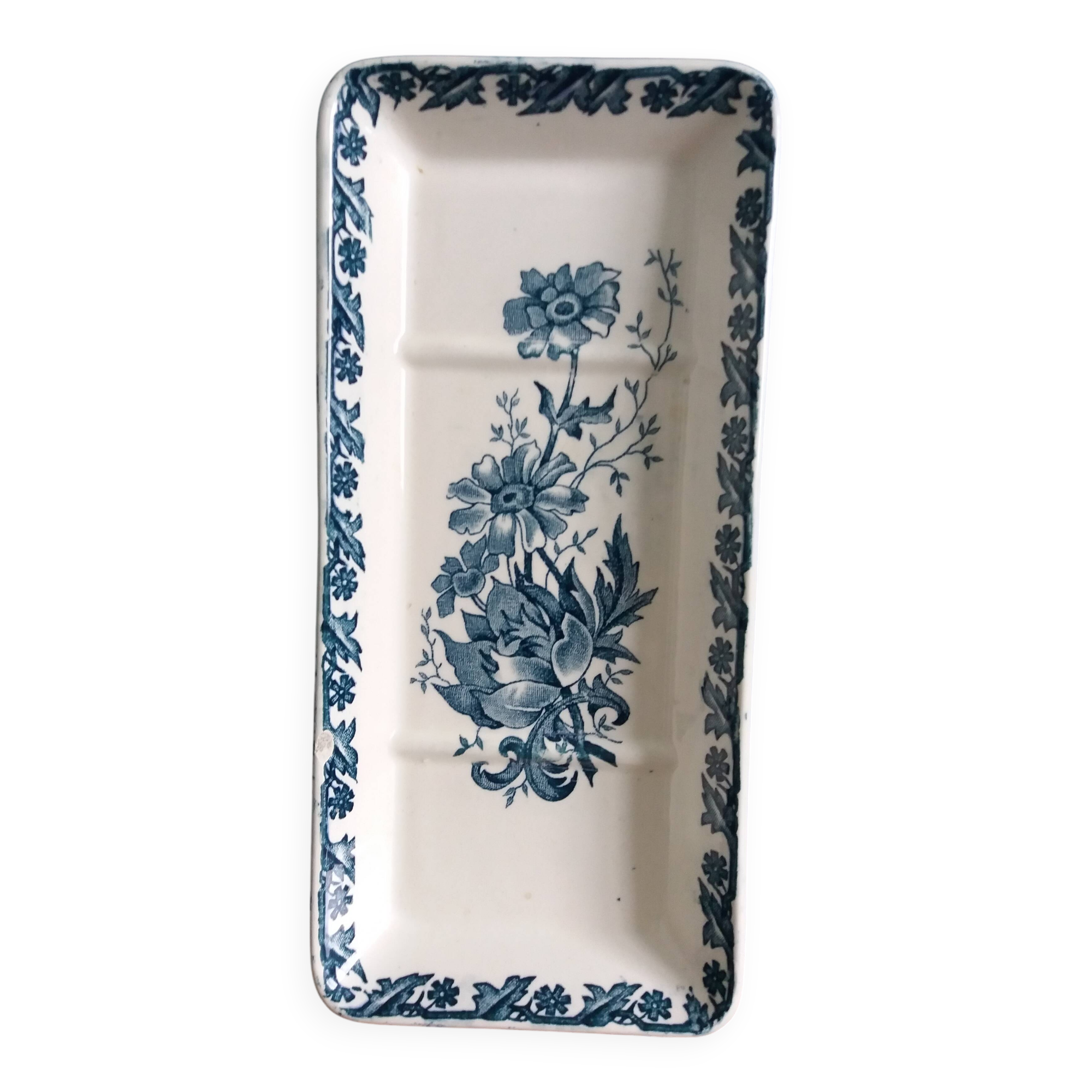 Saint Amand Terre de fer soap dish pocket with blue Anemone decor