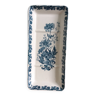 Vide poche porte savon Terre de fer Saint Amand décor bleu Anémone