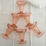 6 pink glass ice cups