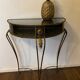 Vintage Regency Black and Gold Metal Console Hall Table, 1960s