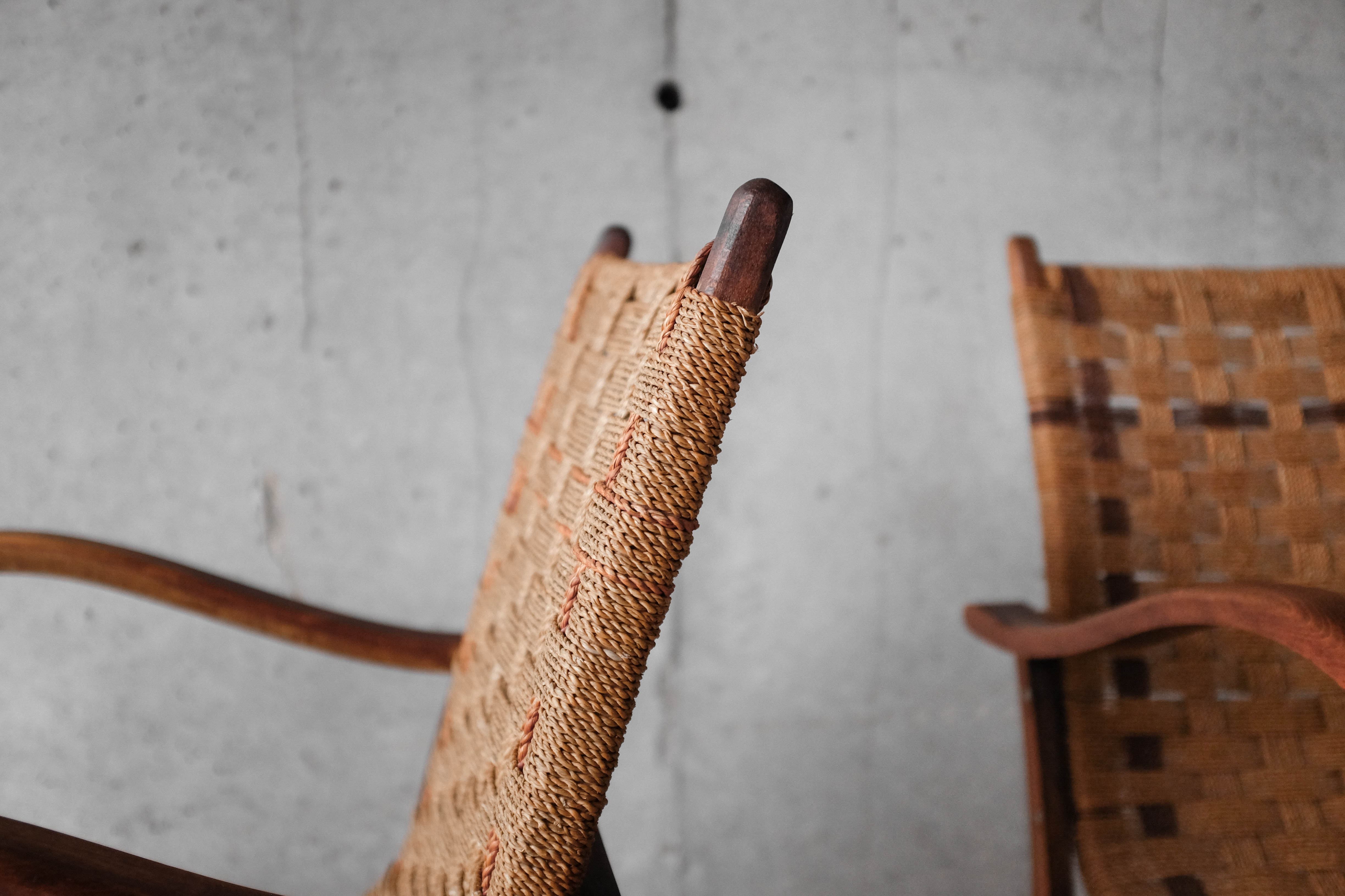 Pair of Vroom & Dreesman braided rope chairs, Netherlands, 1960s