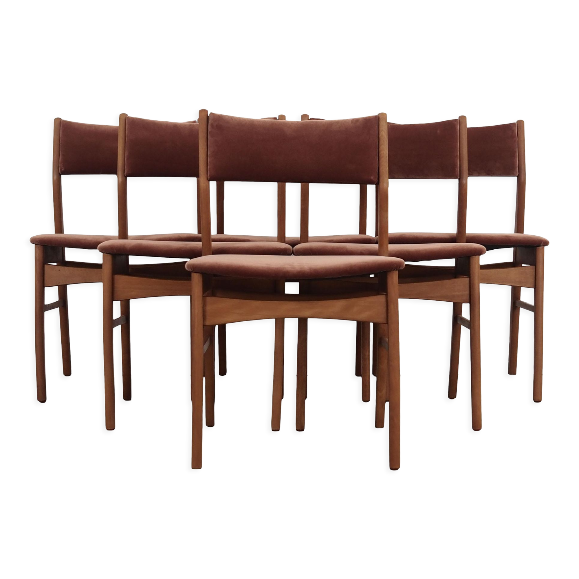 Set of six beech chairs, Danish design, 70s, made in Denmark