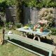 Old solid wood farmhouse bench