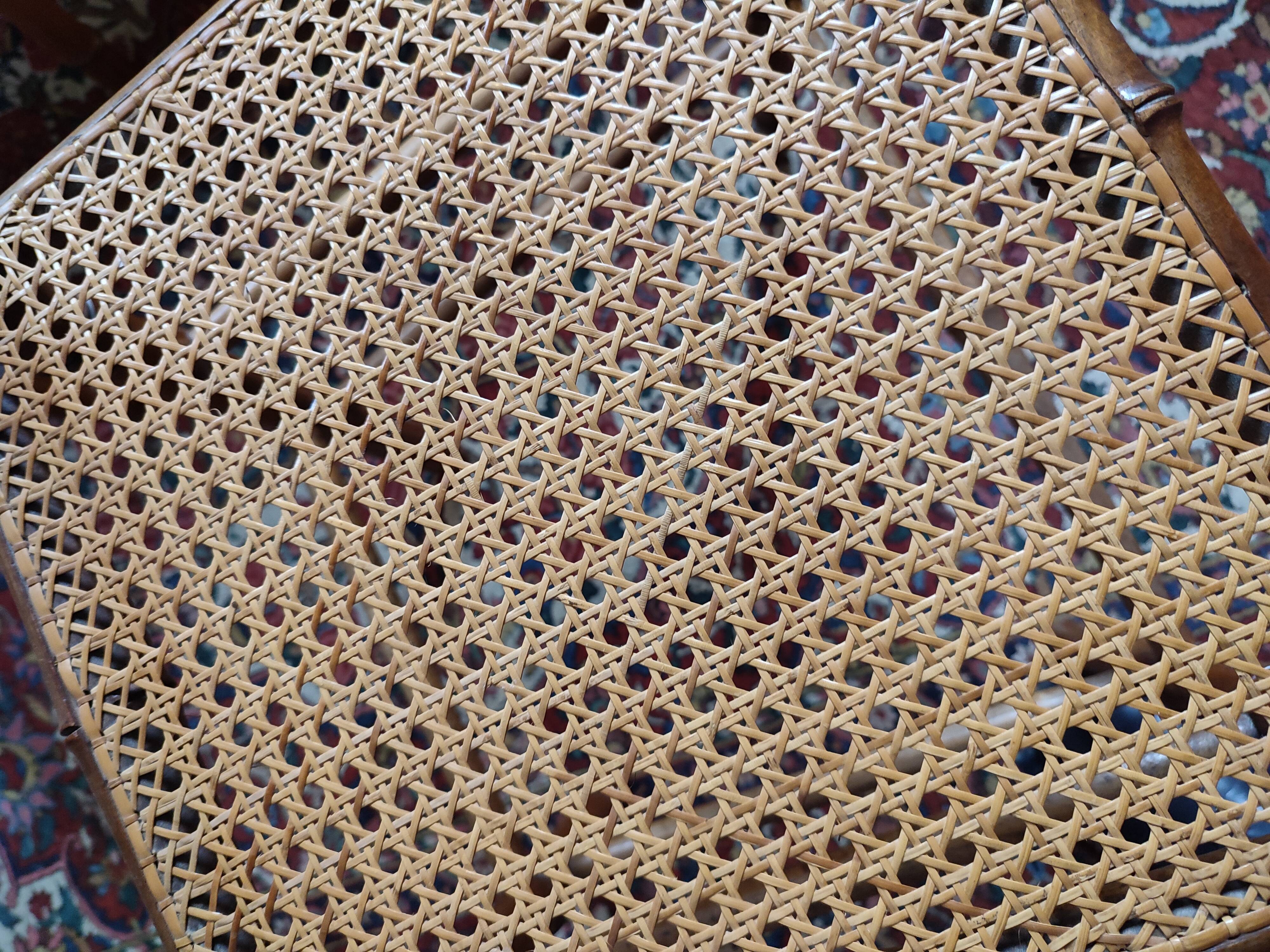 Pair of bamboo-style wooden canned chairs