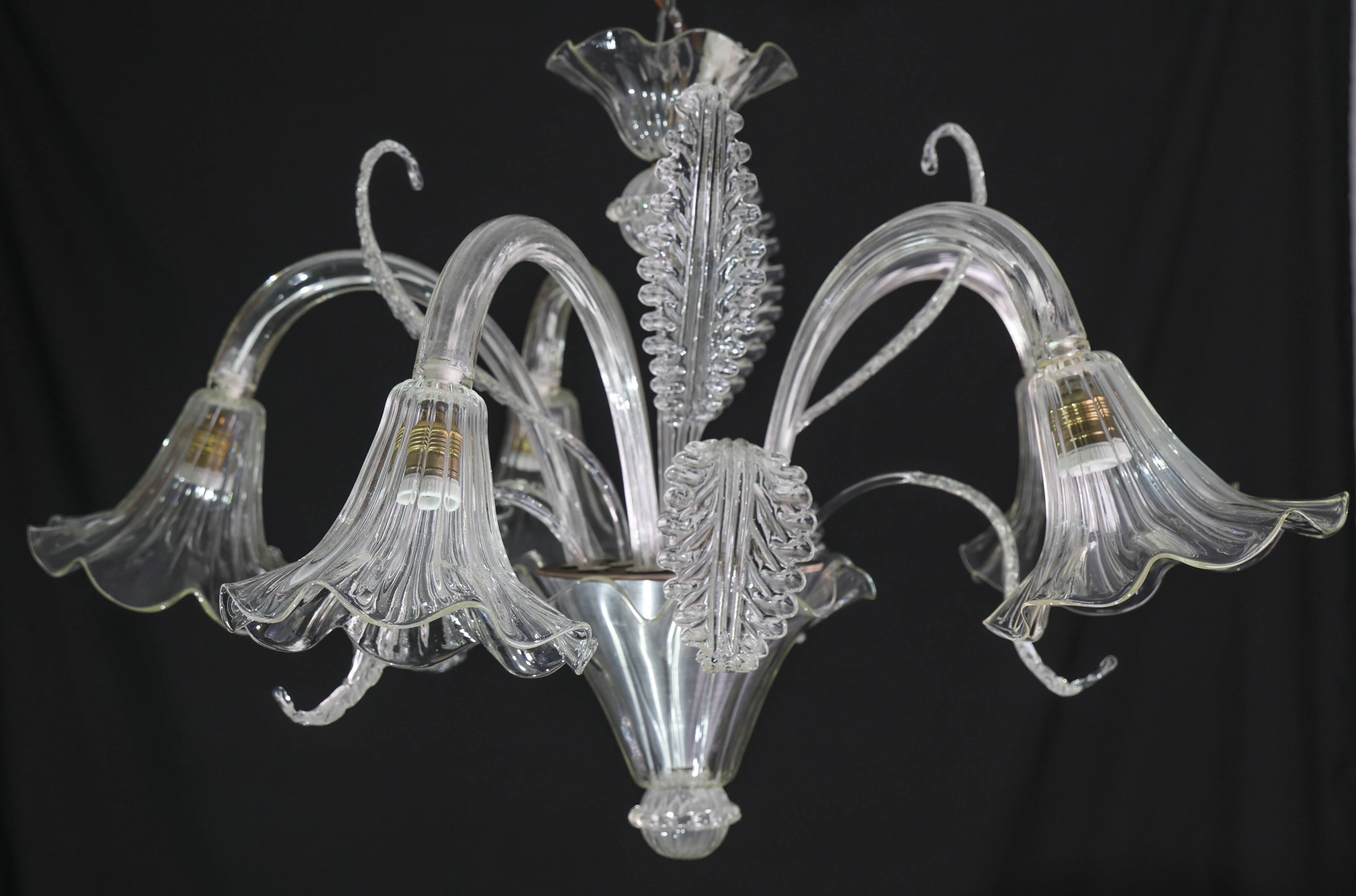 Large Art Decò Midcentury Italian Murano Glass Pendant, 1960s
