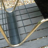 Table basse vintage double plateau verre et structure en métal doré