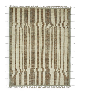 Tapis en laine beige fait main tribal décoratif de 287 cm x 369 cm
