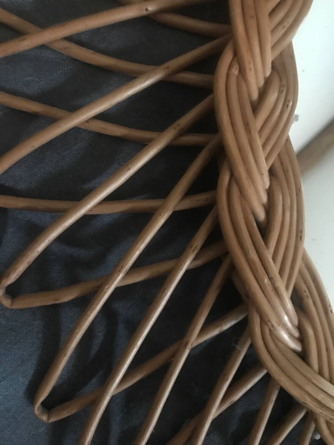 Vintage woven wicker mirror