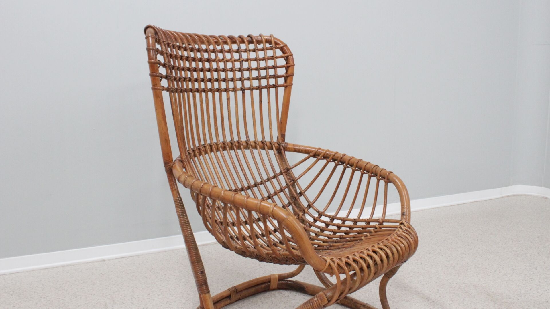 Set of 2 rattan chairs Tito Agnoli Bonacina 1960s