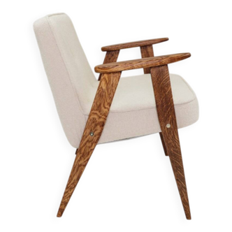 Vintage armchair rustic wood beige curly design by Chierowsky 
