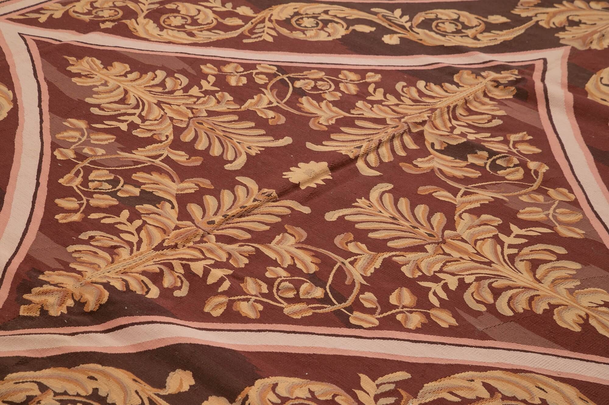 Handmade European Vintage Aubusson Kilim 363 cm x 384 cm