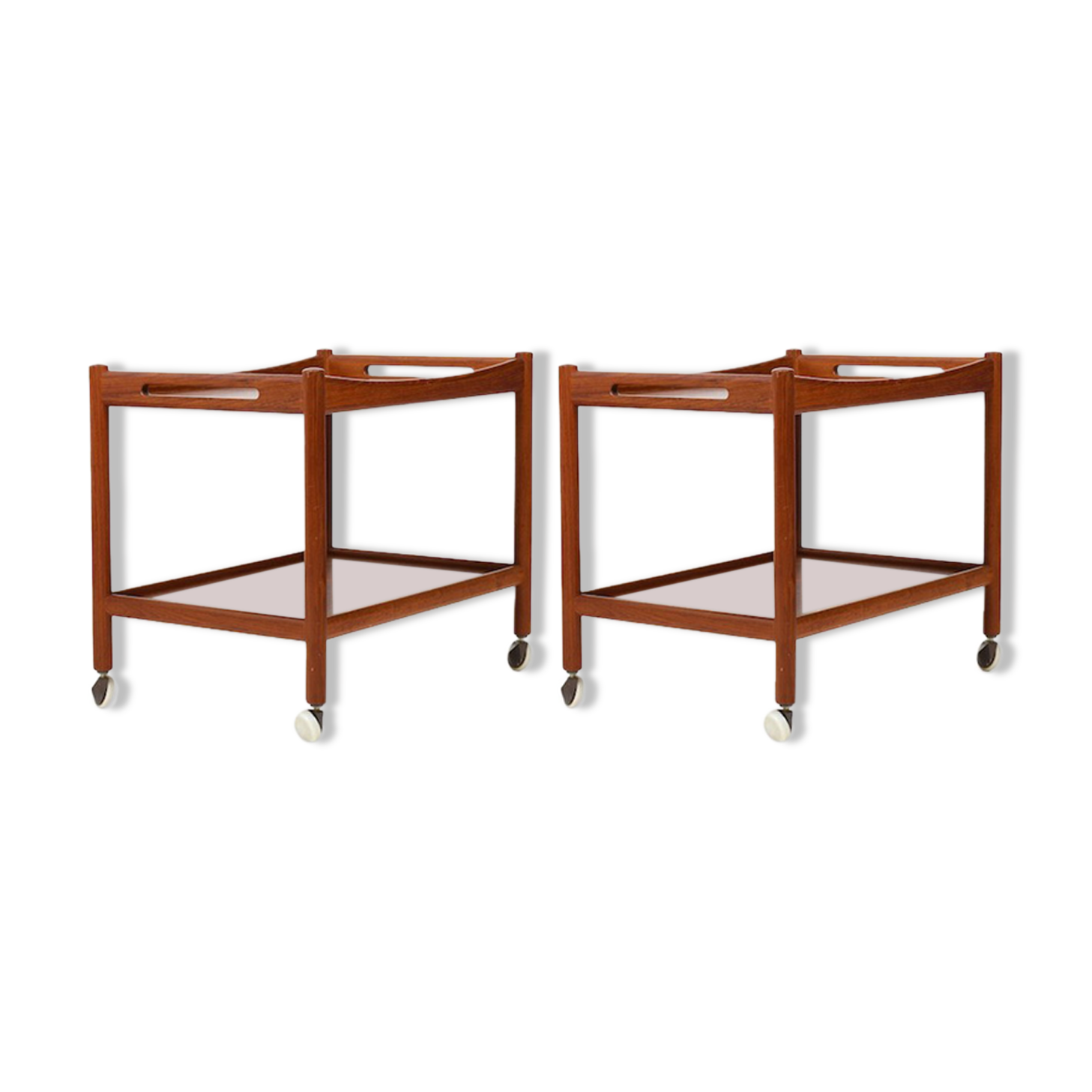 Pair serving trolleys model at-45 in teak by Hans J. Wegner 1960
