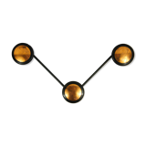 Wall coat rack 3 hooks, black & copper