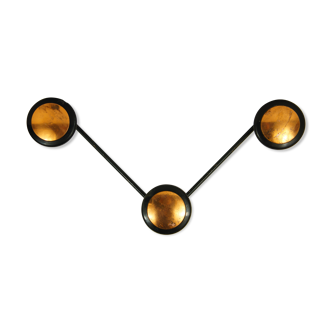 Wall coat rack 3 hooks, black & copper
