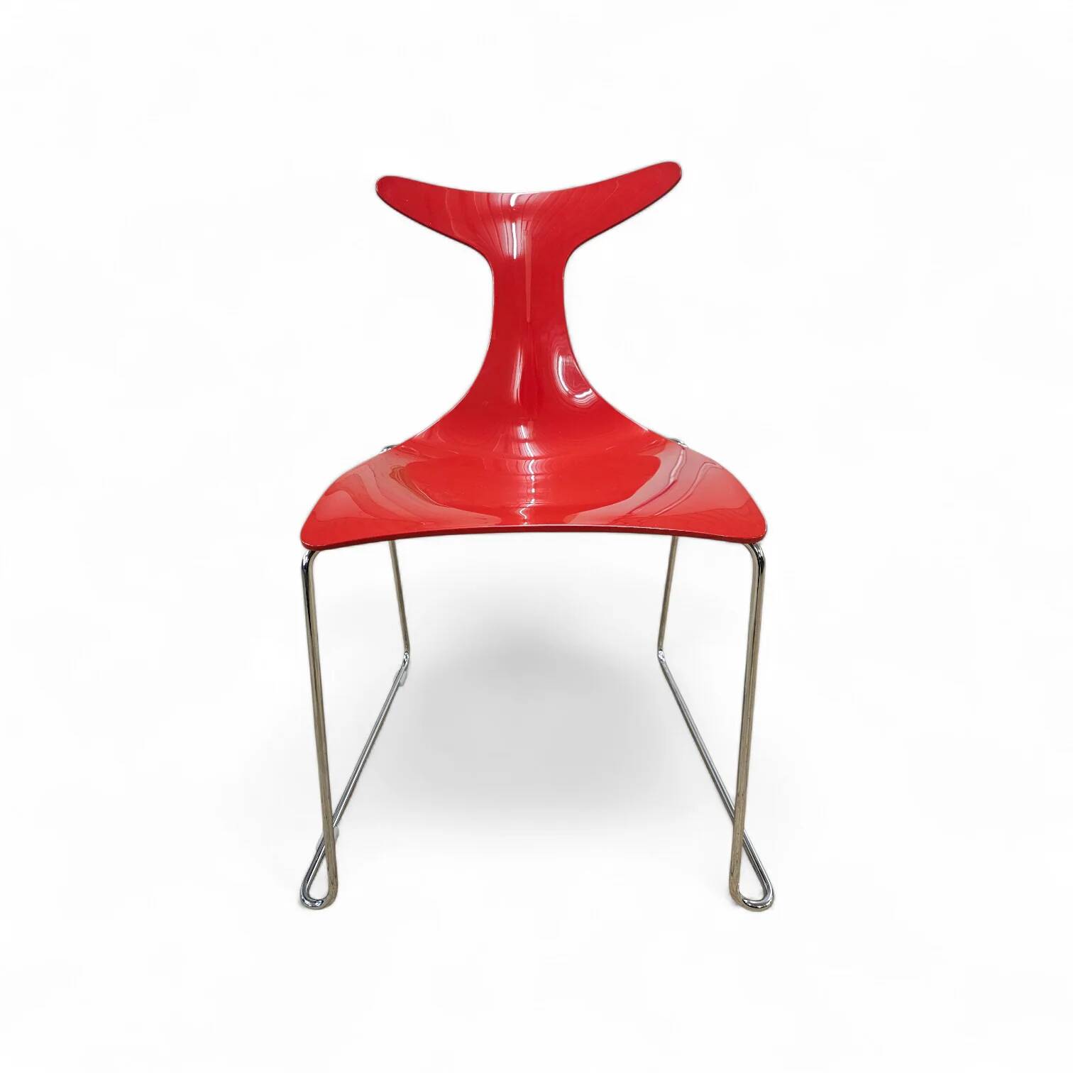 6 x Delfy chair by Gino Carollo for Ciacci Kreaty / Italy 1990s / 2 x red - 4 x black