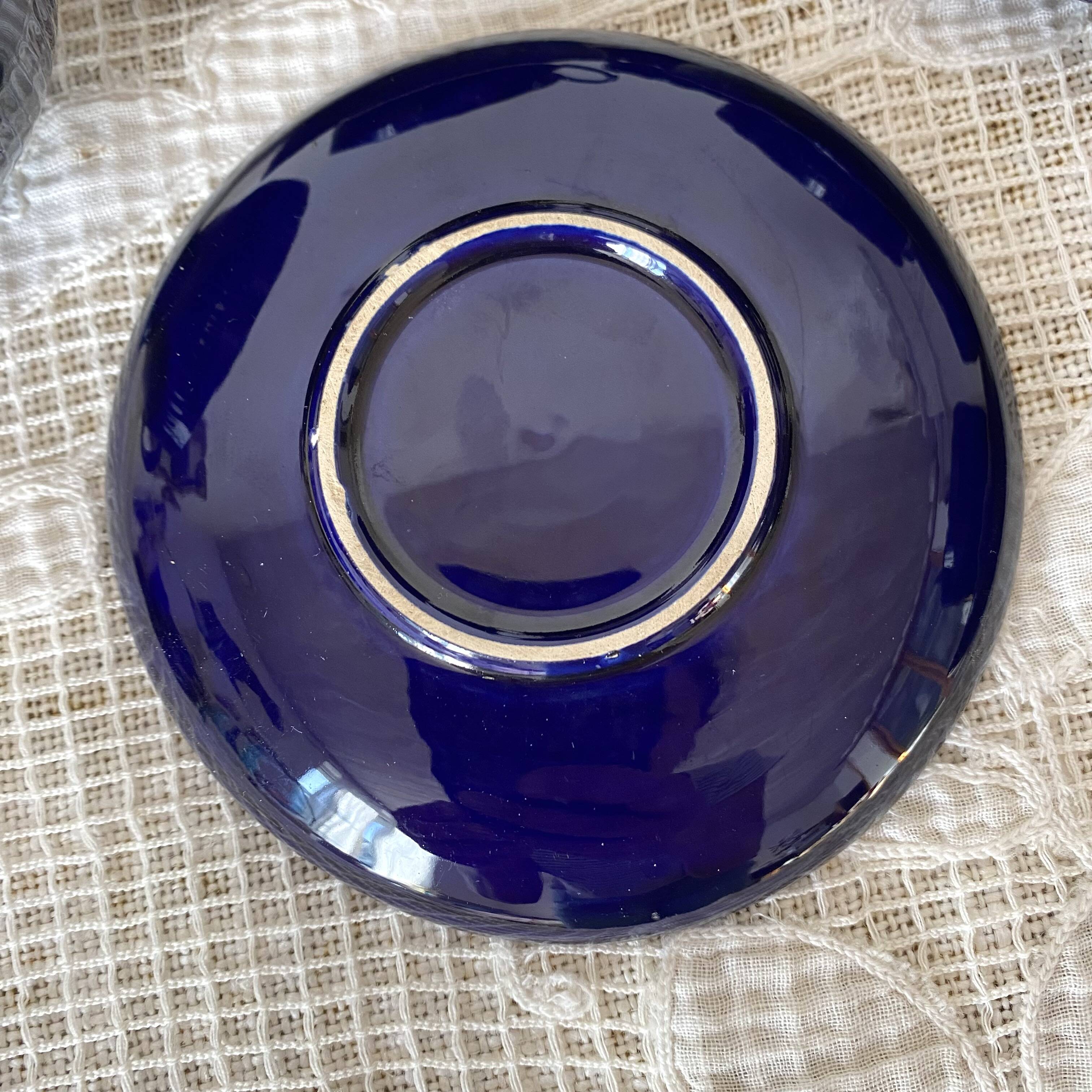 Midnight blue and gold coffee cups and saucers