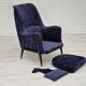 1960s, Swedish design, refurbished high-back armchair, vintage velour